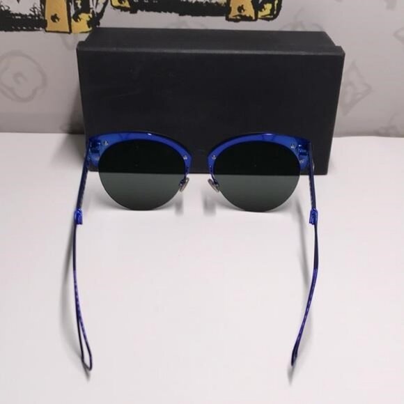 New Authentic CHRISTIAN DIOR Metal DioramaClub Sunglasses – Black & Blue - Picture 12 of 13